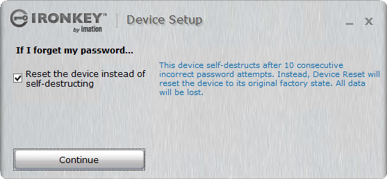 Select this checkbox for sure, just reset instead of self-destruct.