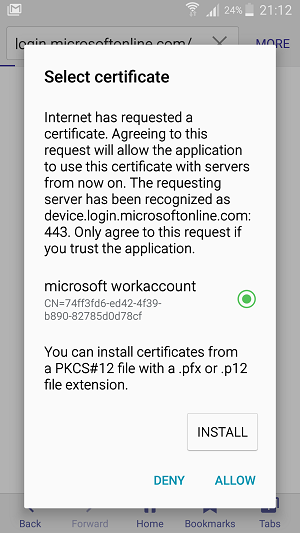 Cert message if you do not enable 